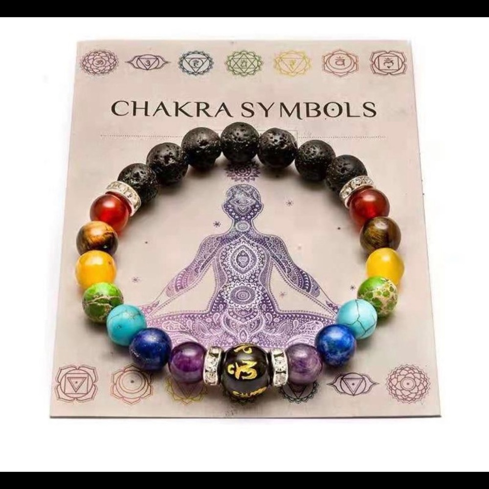 7 Chakra Lava Rock Bracelet Natural Healing Energy Meditation